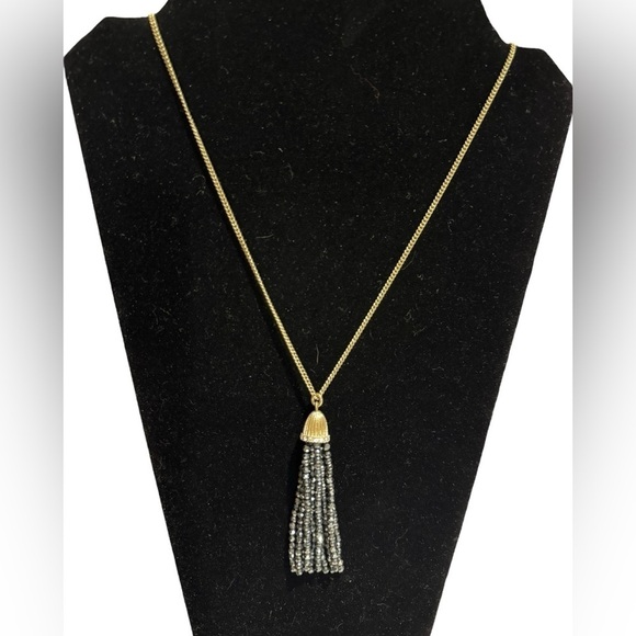 J. Crew Sparkle Beaded Tassel Pendant Necklace - Picture 2 of 4
